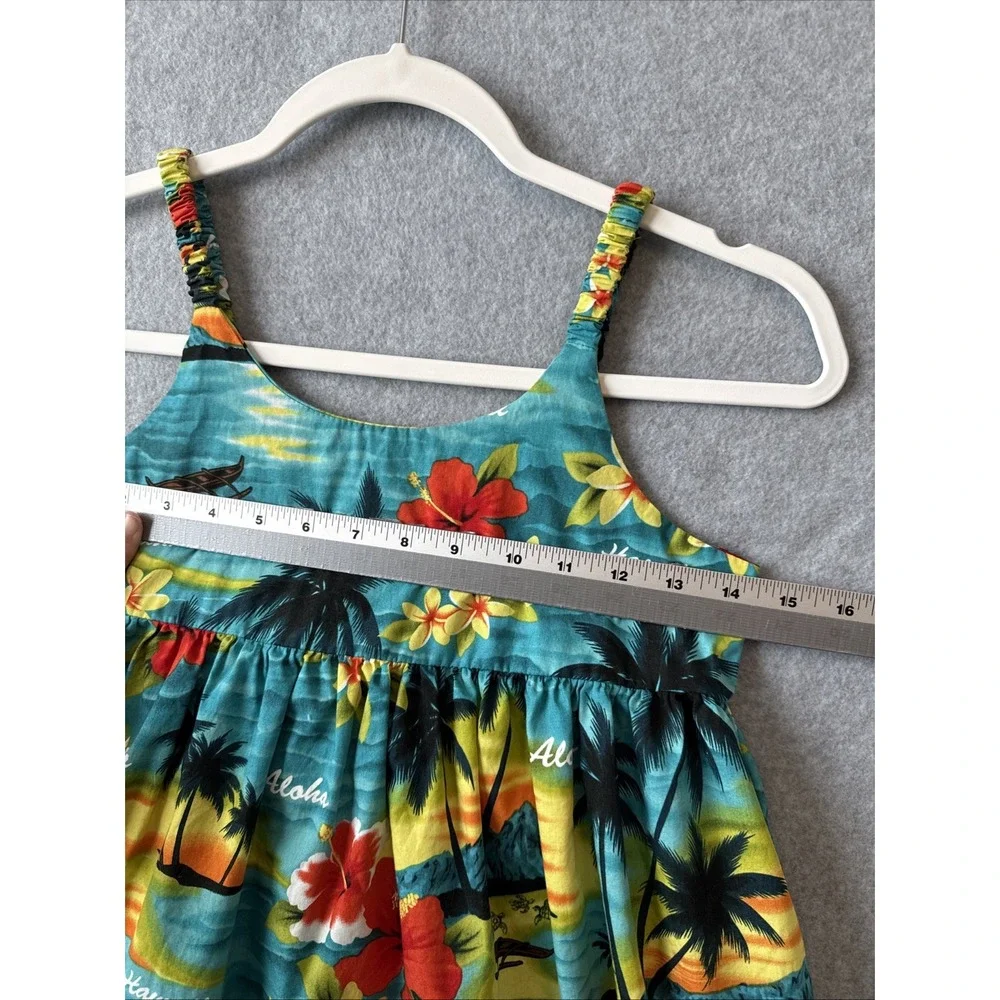 Hawaii Station Vintage Girls Sundress 7/8 Hawaiian Sunset Aloha Floral Resort
